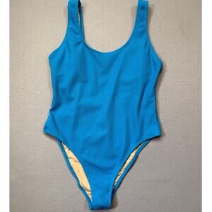 Cotton on Women's Low-Back One-Piece Swimsuit - blue Crinkle XL  $40